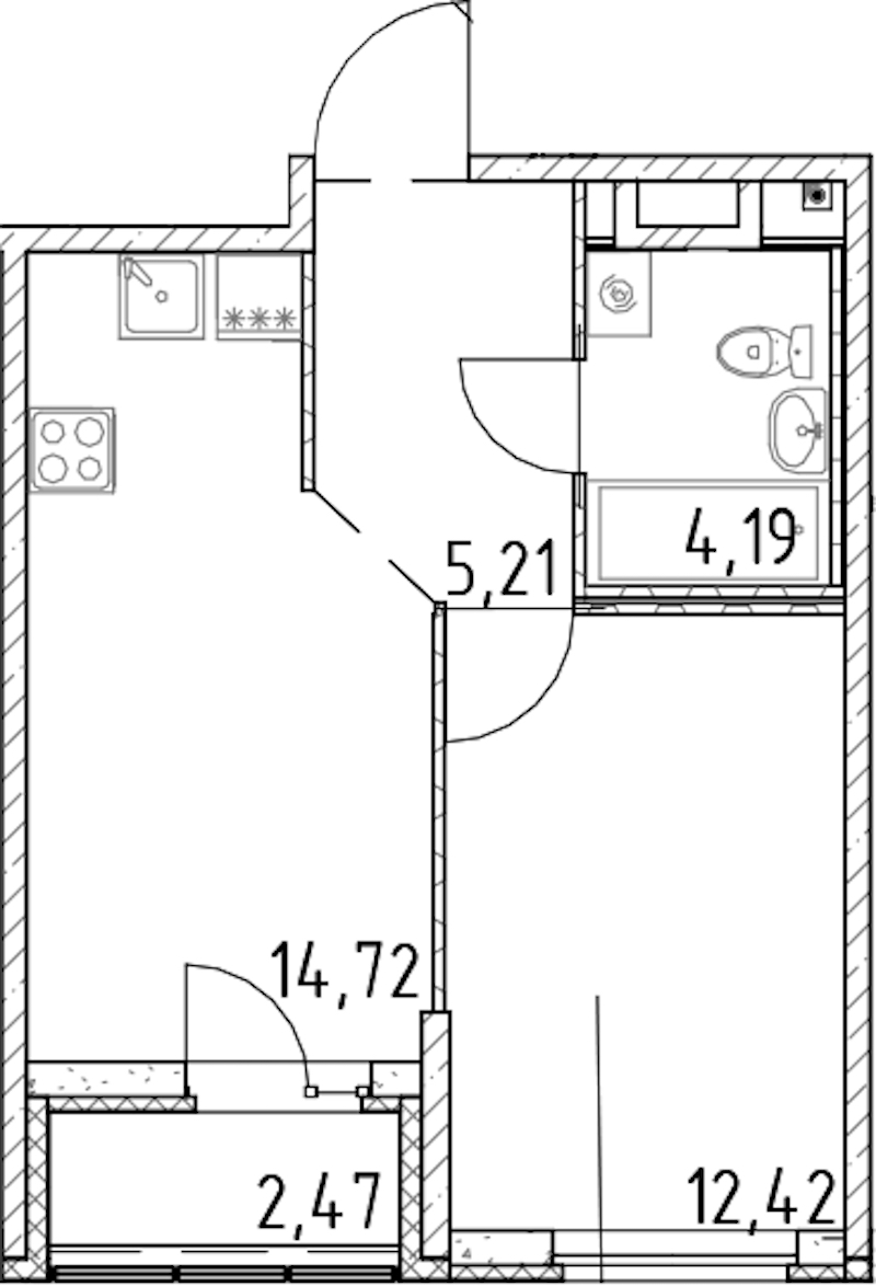 1-комнатная квартира 36.54 м², 17/23 эт., ЖК «Город Первых»